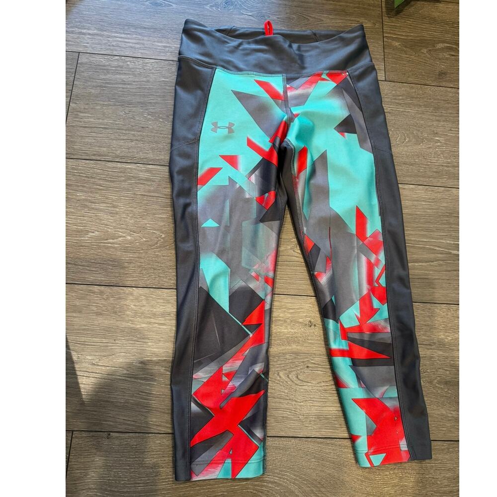 Under Armour Compression Capri Leggings Gray Print Small